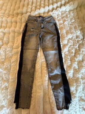 Fashion Nova Two-Tone Skinny Jeans with Side Black Panels
